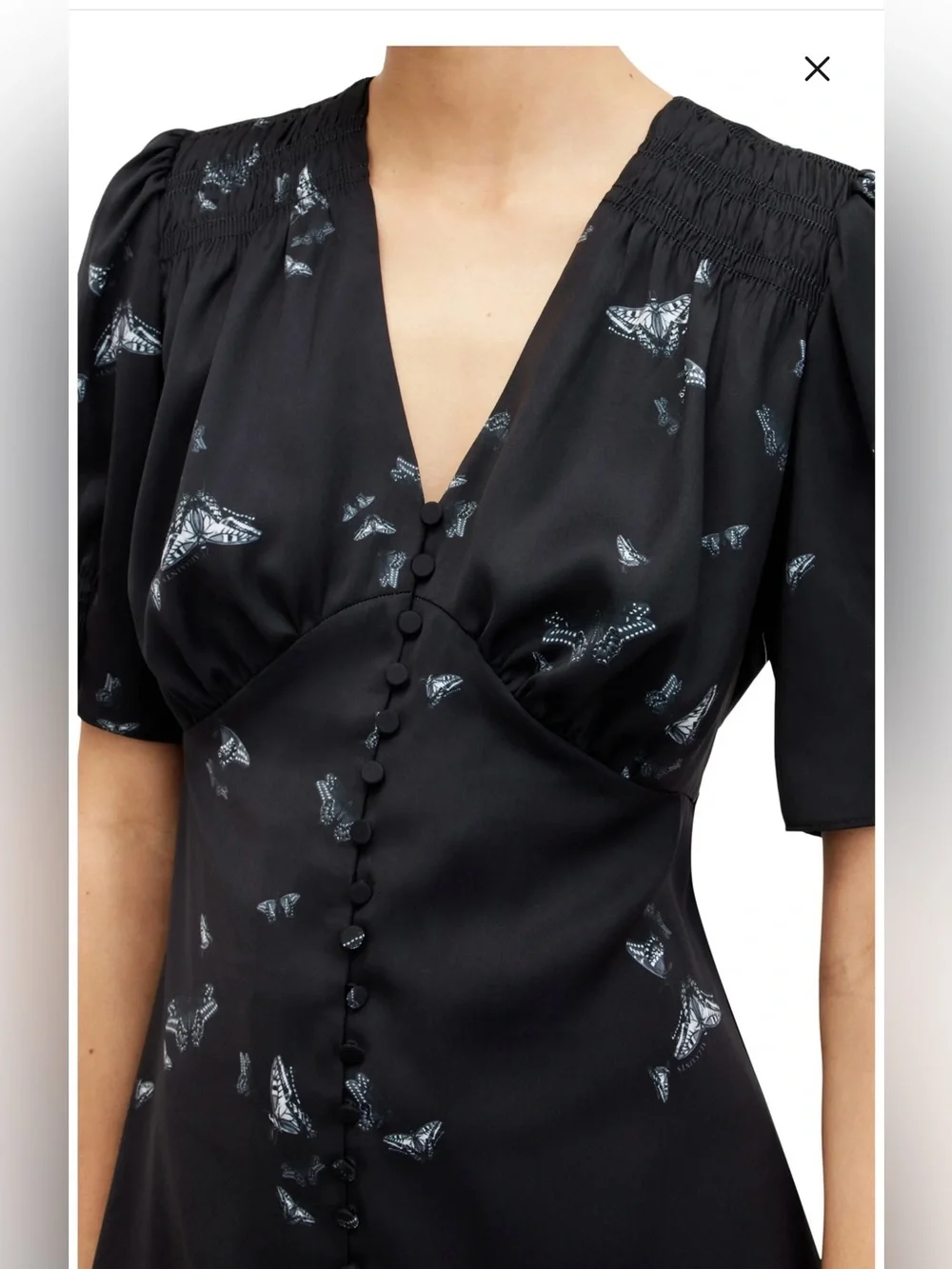 AllSaints | Butterfly Print Satin Mini Dress | US 12 - Picture 2 of 8